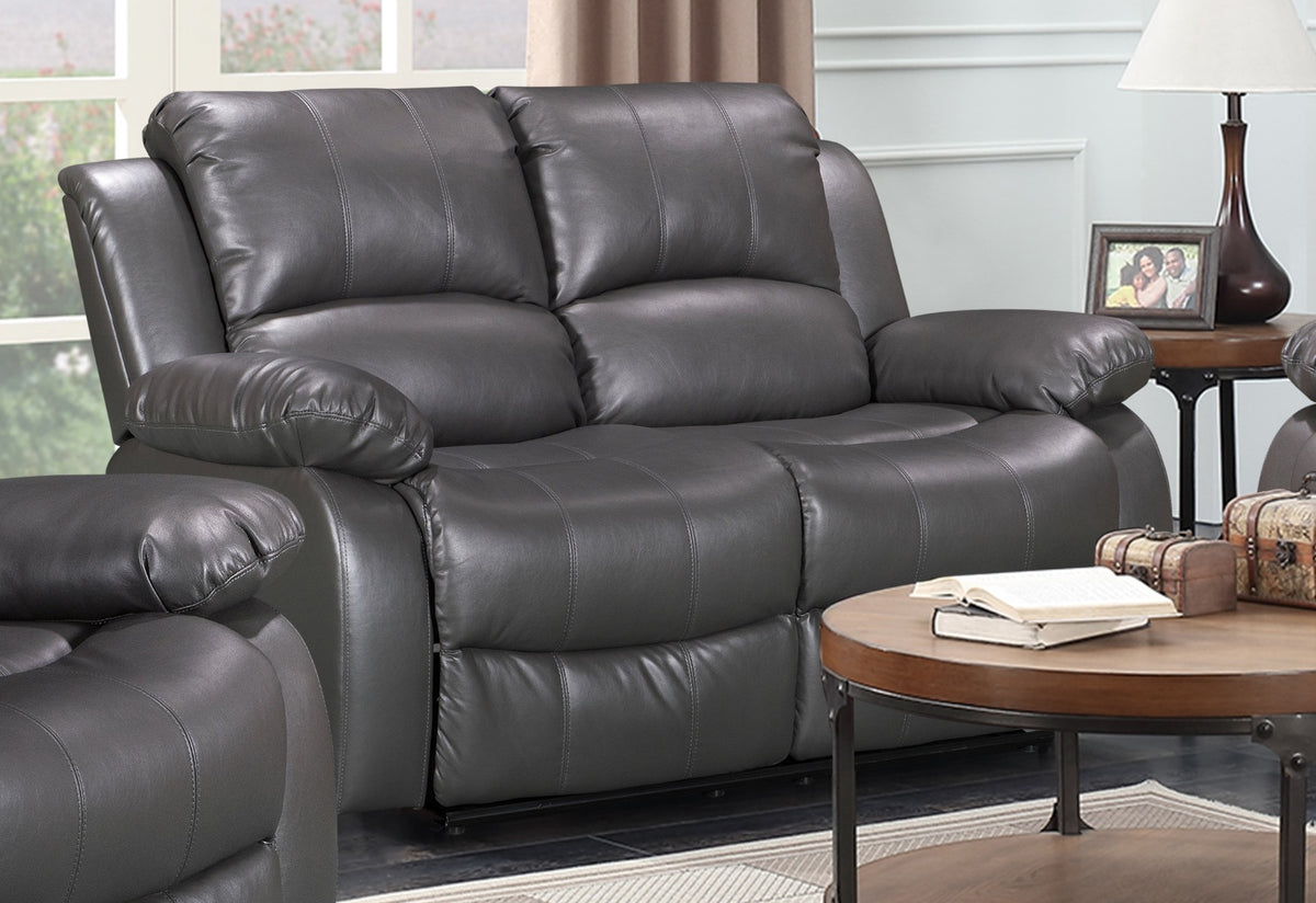 Faux Leather Grey 2 Seater Manual Recliner Sofa VALENCIA