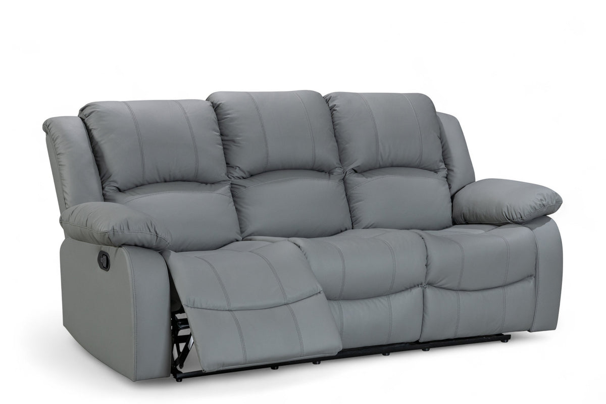 Grey Faux Leather 3 Seater Recliner Sofa VARESA