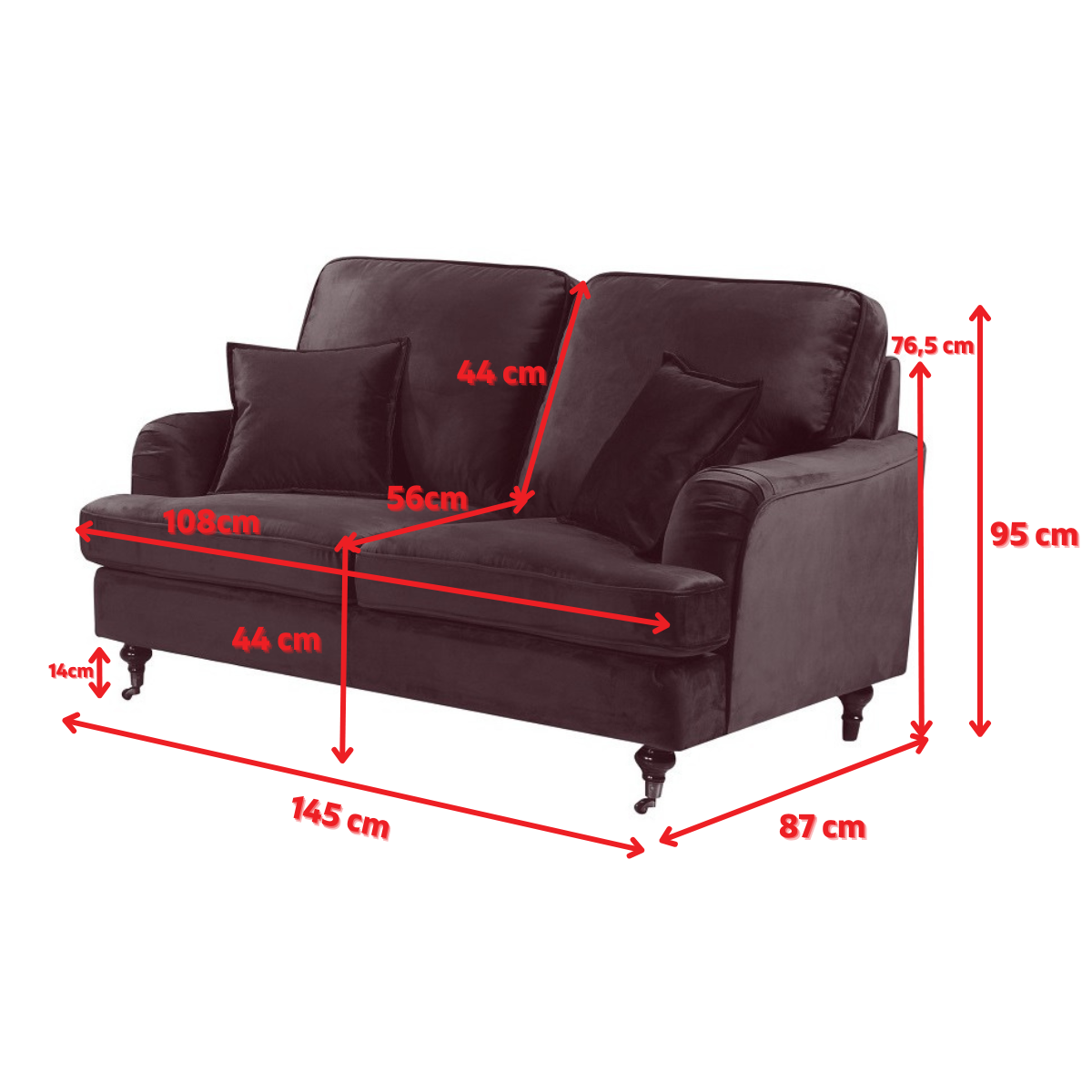 Product dimensions diagram