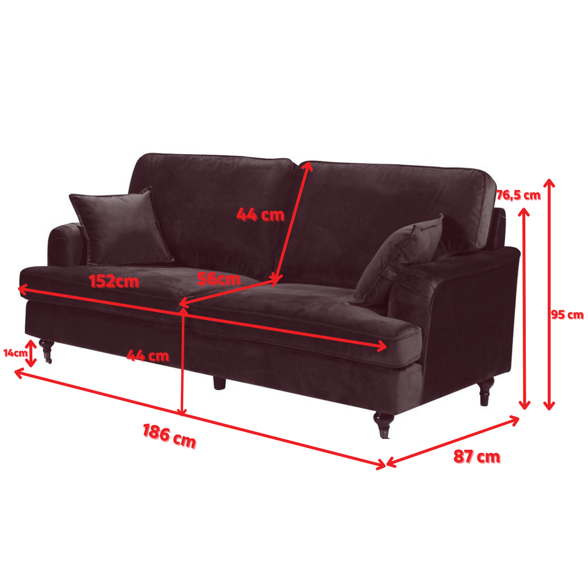 Product dimensions diagram