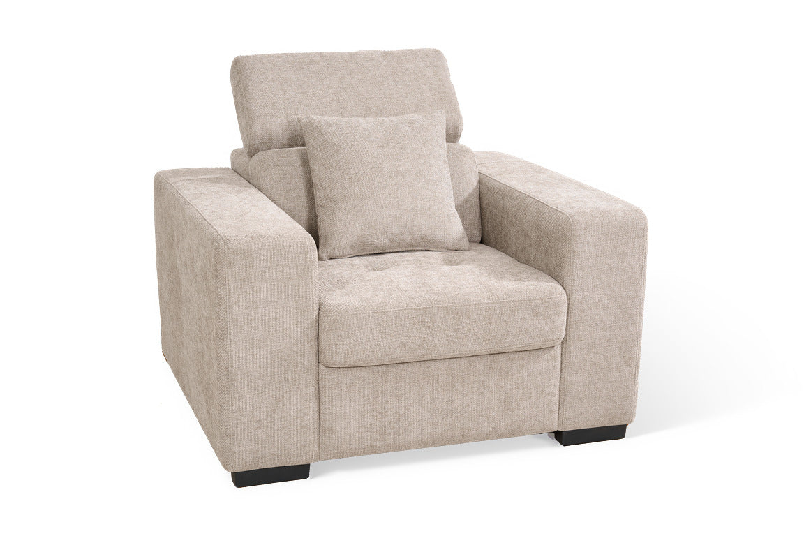 Beige Chenille Fabric 1 Seater Sofa AMELIA