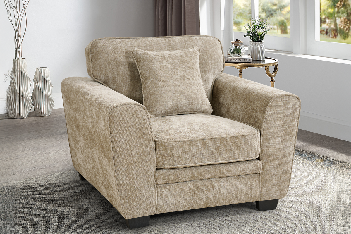 Beige Chenille Fabric 1 Seater Sofa BERTIE