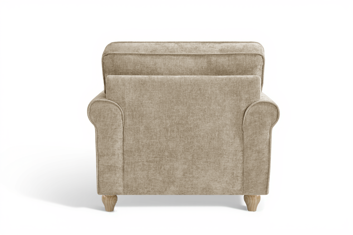 Beige Chenille Fabric 1 Seater Sofa with Round Legs FREDDIE