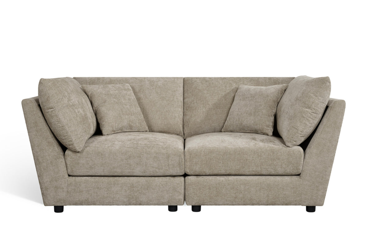 Beige Chenille Fabric 2 Seater Modular Sofa MADDIE