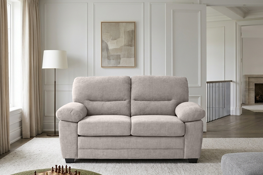 Beige Chenille Fabric 2 Seater Sofa LINCOLN