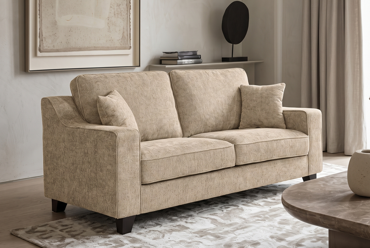 Beige Chenille Fabric 2 Seater Sofa NATHAN