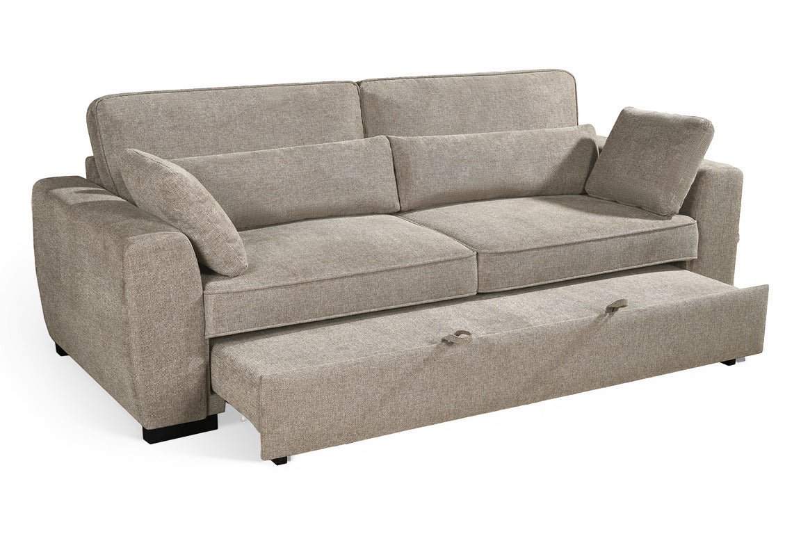 Beige Chenille Fabric 3 Seater Sofabed ALFIE
