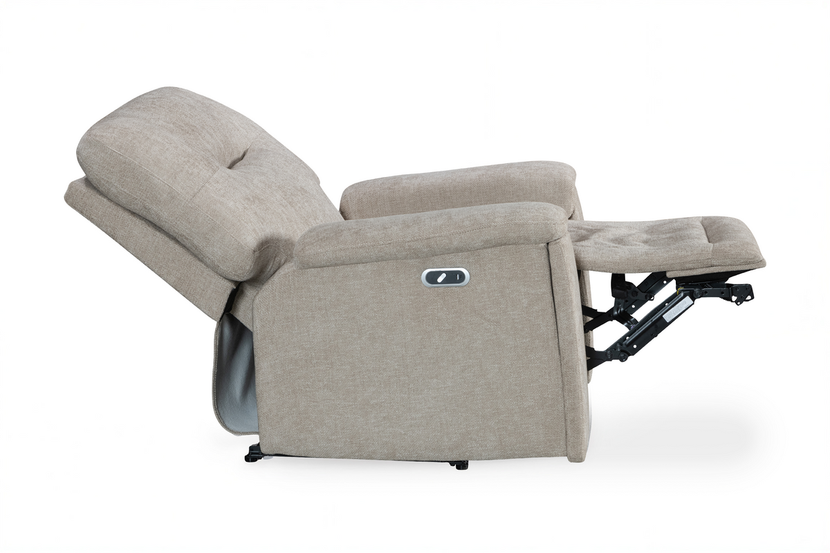 Beige Chenille Fabric Electric 1 Seater Recliner Chair MOLENA