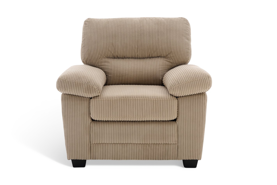 beige jumbo cord 1 seater sofa front