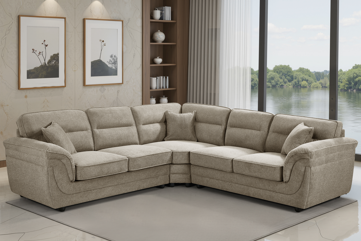 Beige Chenille 2C2 Corner Sofa ELLIOT