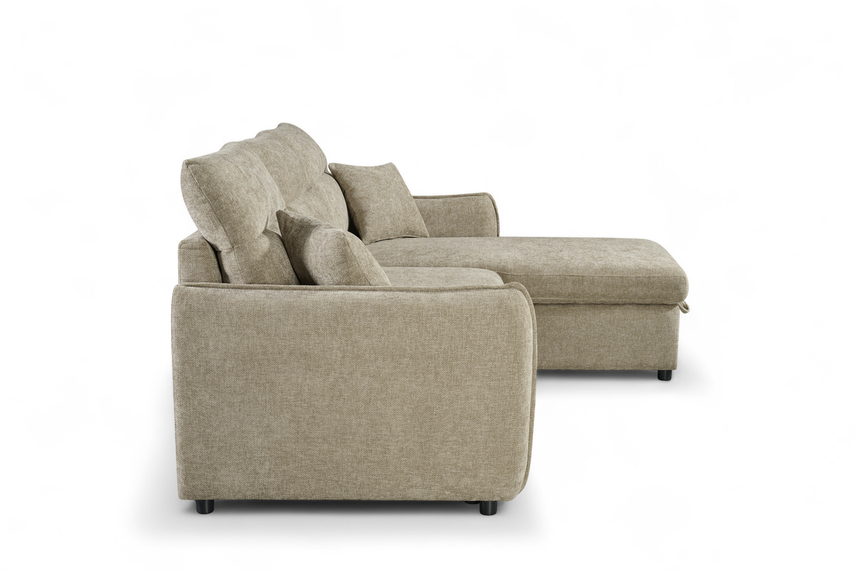 Beige Chenille Fabric 2C1 Corner Sofabed with Storage ARCHIE
