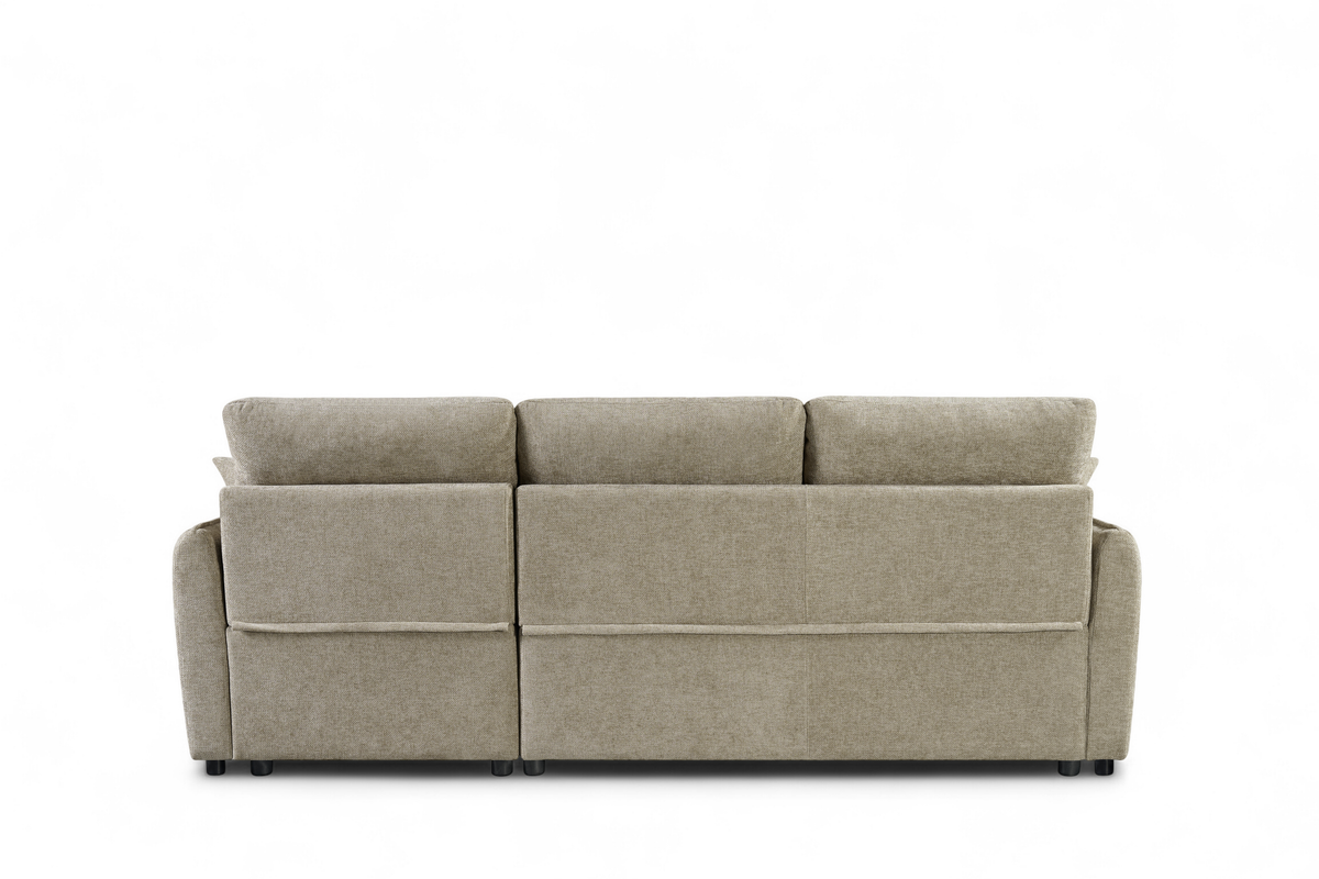 Beige Chenille Fabric 2C1 Corner Sofabed with Storage ARCHIE