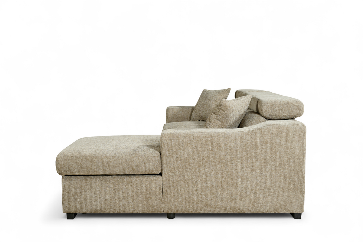 Beige Chenille Fabric 2C1 Corner Sofabed with Storage ARTHUR