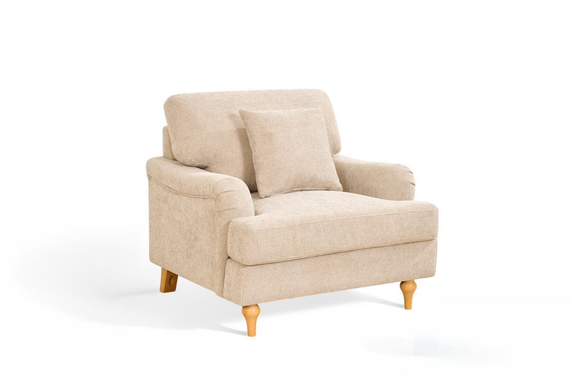 Beige Textured Chenille 1 Seater Sofa HAMILTON