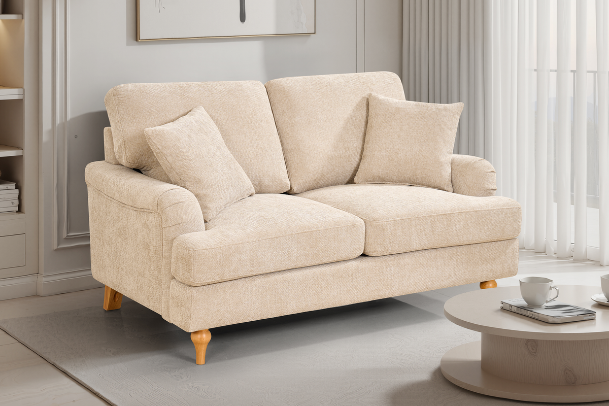 Beige Textured Chenille 2 Seater Sofa HAMILTON