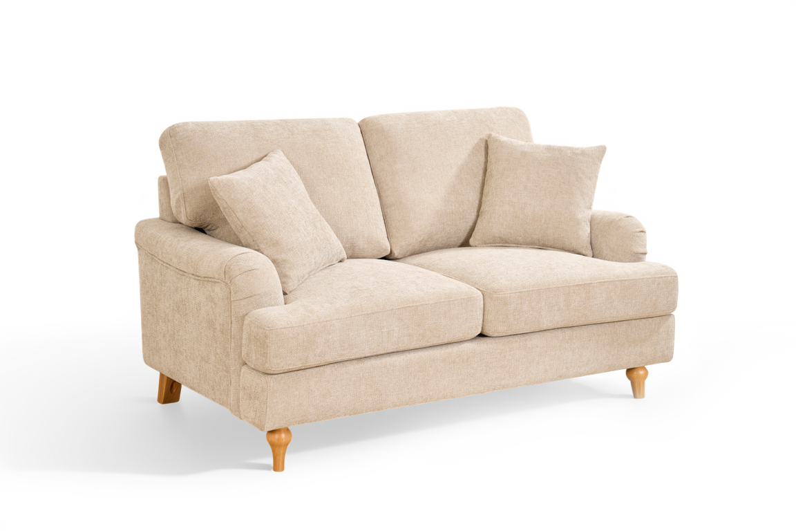Beige Textured Chenille 2 Seater Sofa HAMILTON
