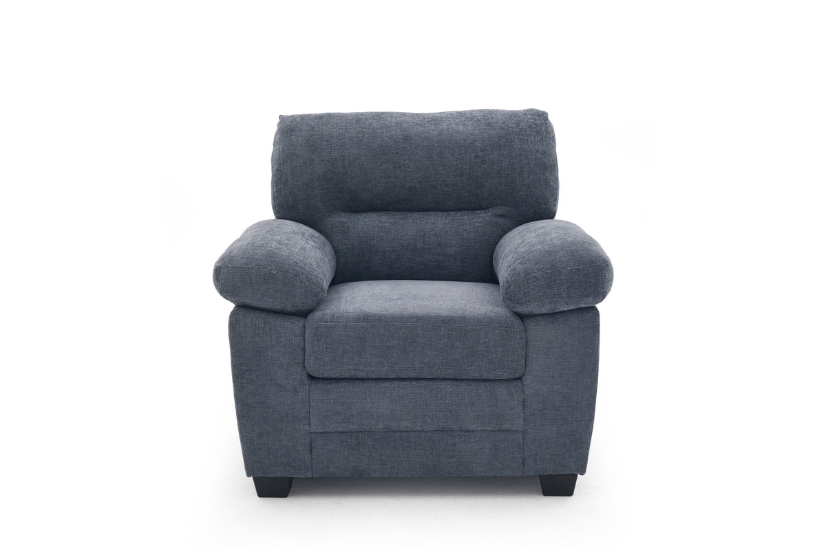Blue Chenille Fabric 1 Seater Sofa LINCOLN