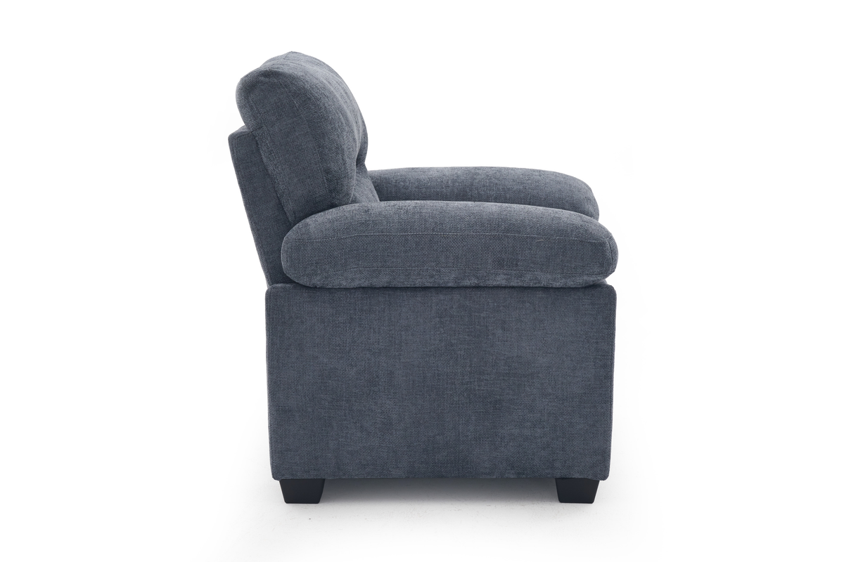 Blue Chenille Fabric 1 Seater Sofa LINCOLN