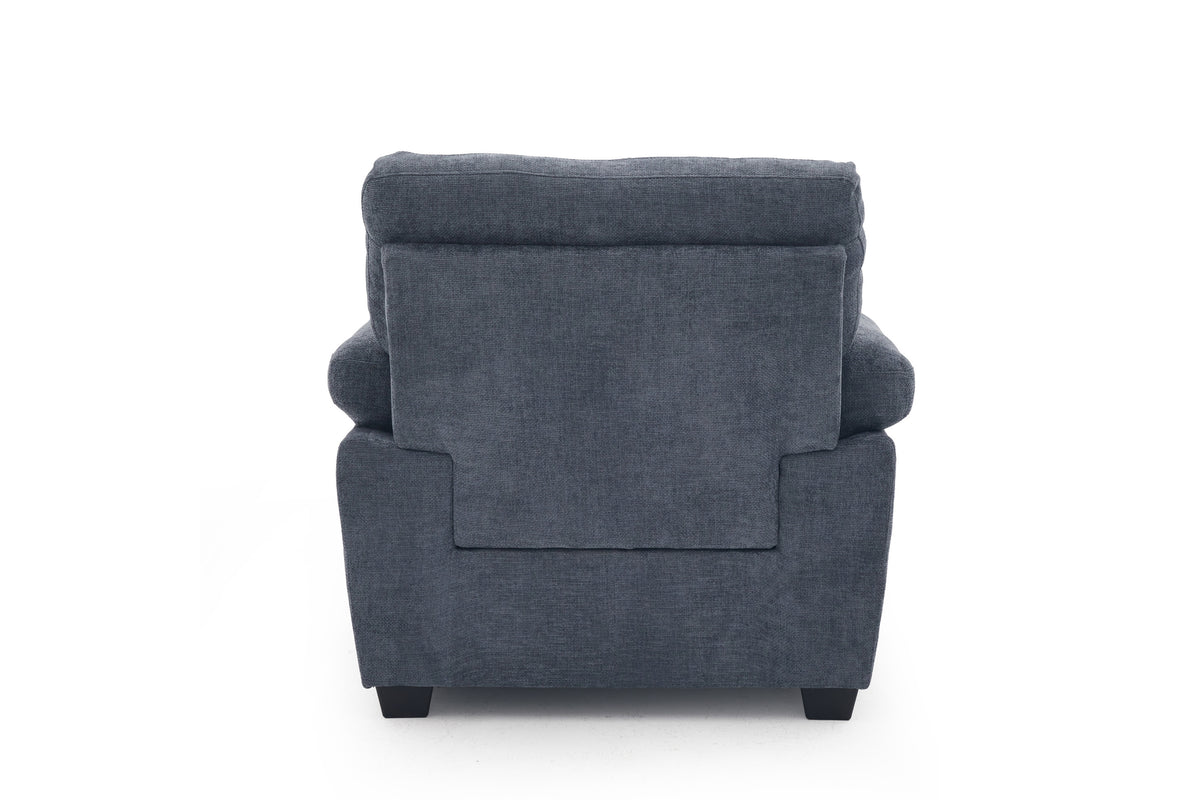 Blue Chenille Fabric 1 Seater Sofa LINCOLN