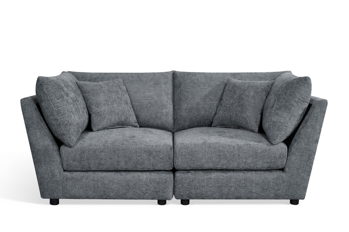 Blue Chenille Fabric 2 Seater Modular Sofa MADDIE