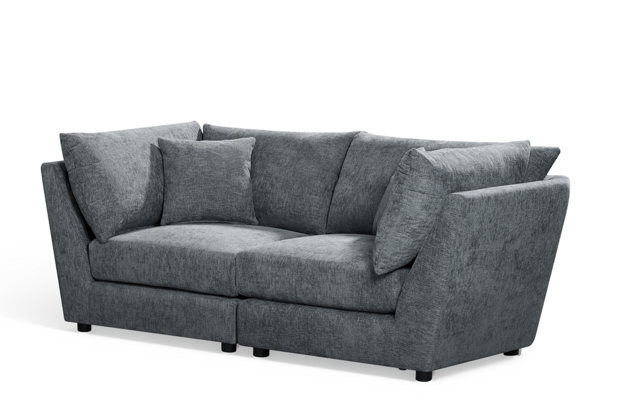 Blue Chenille Fabric 2 Seater Modular Sofa MADDIE