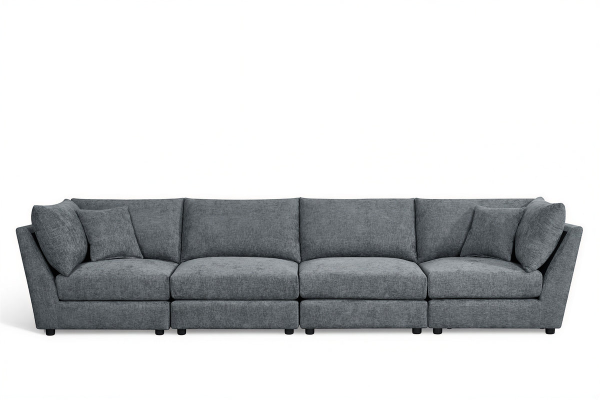 Blue Chenille Fabric 4 Seater Modular Sofa MADDIE