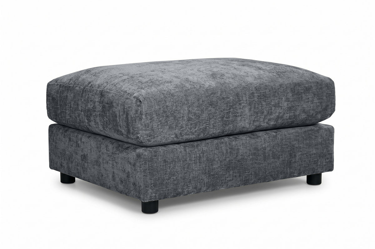 Blue Chenille Fabric Modular Ottoman MADDIE