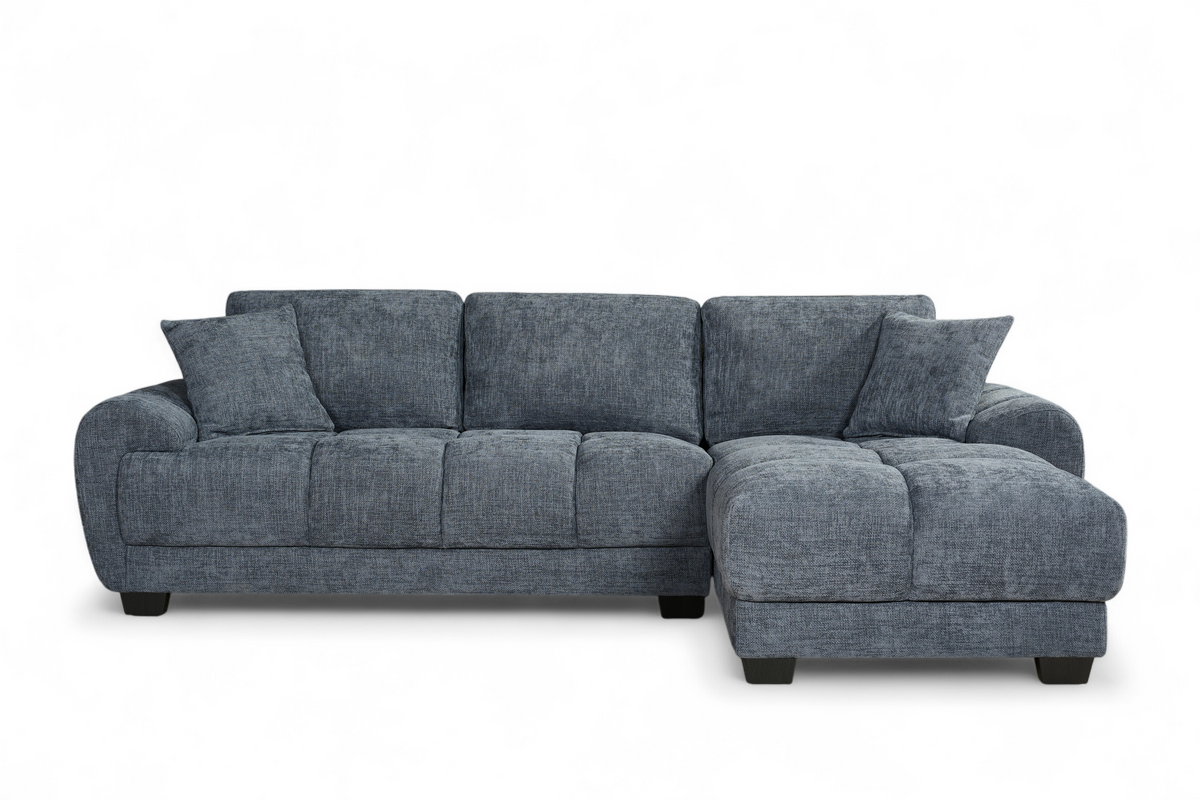 Blue Chenille Fabric 2C1 Corner Sofa with Chaise JACK