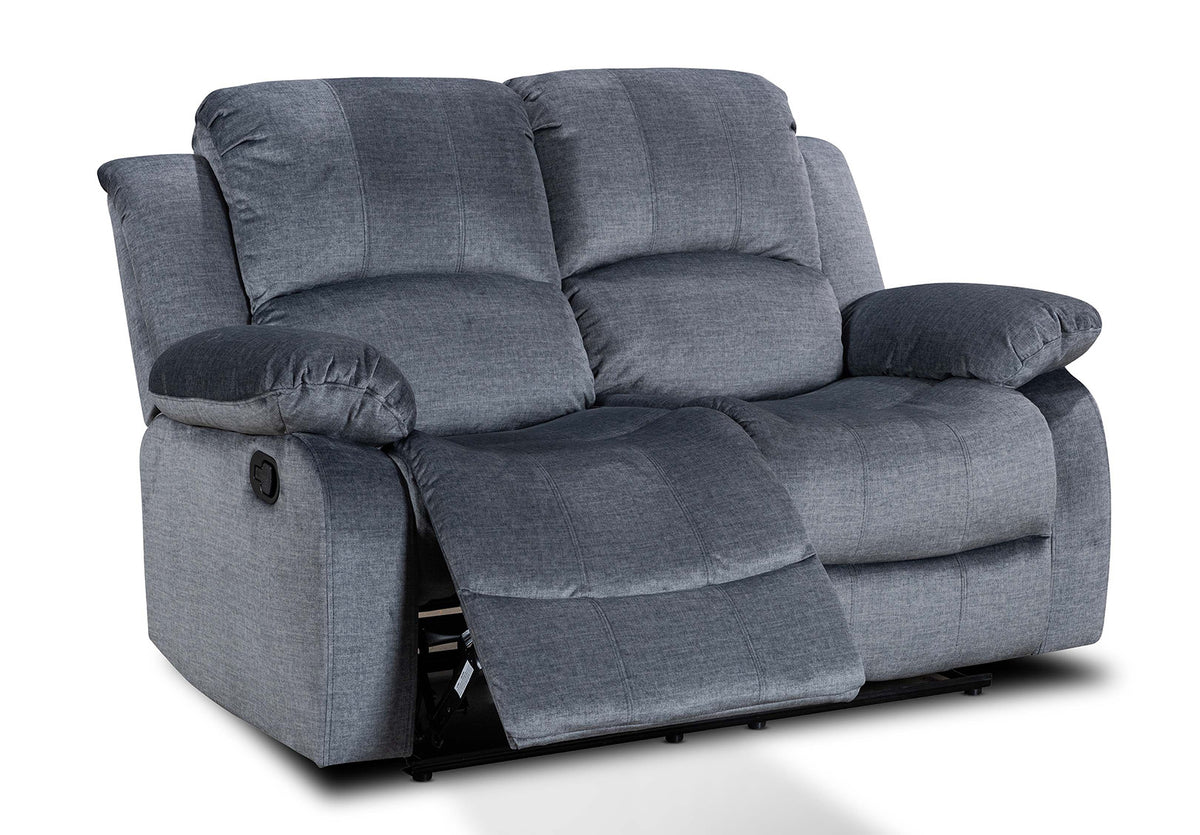 Chenille Fabric Grey 2 Seater Manual Recliner Sofa VALENCIA