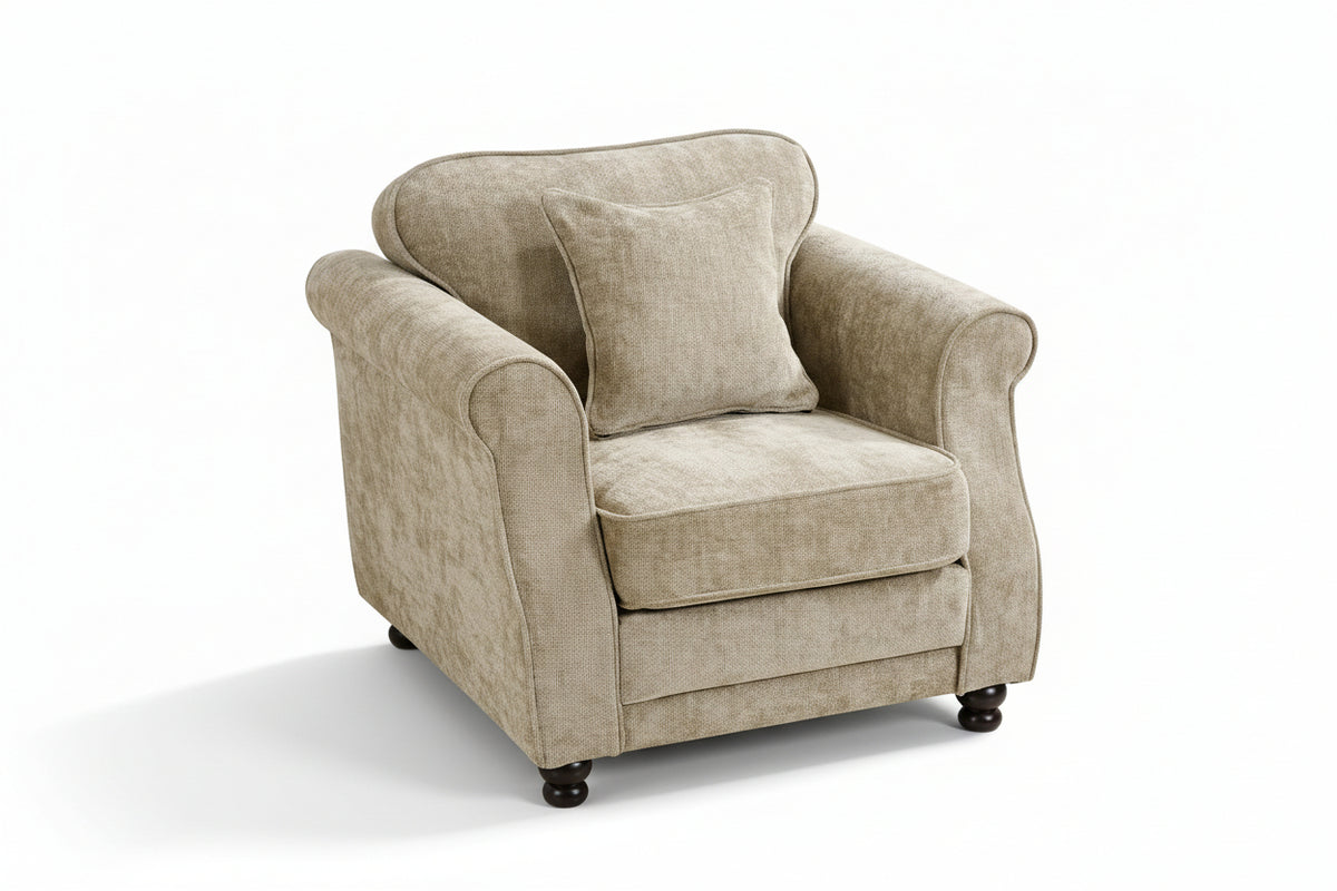 Beige Chenille 1 Seater Sofa HUGO