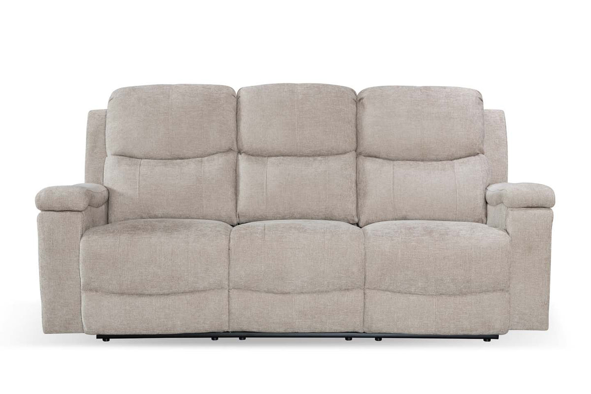 Beige Chenille Fabric Electric 3 Seater Recliner Sofa VISCONTI