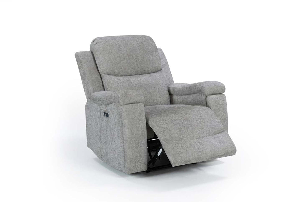 Grey Chenille Fabric Electric 1 Seater Recliner Chair VISCONTI