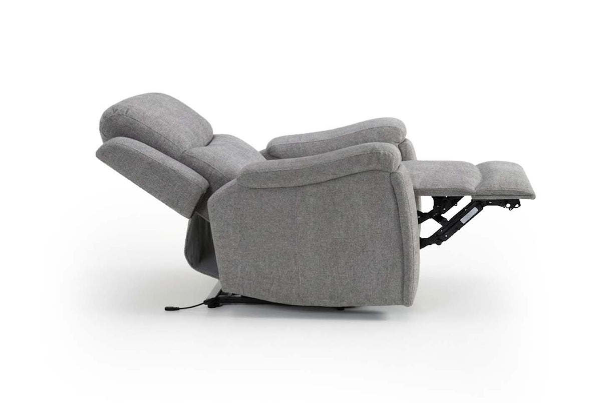 Grey Chenille Fabric Electric 1 Seater Recliner Chair VISCONTI
