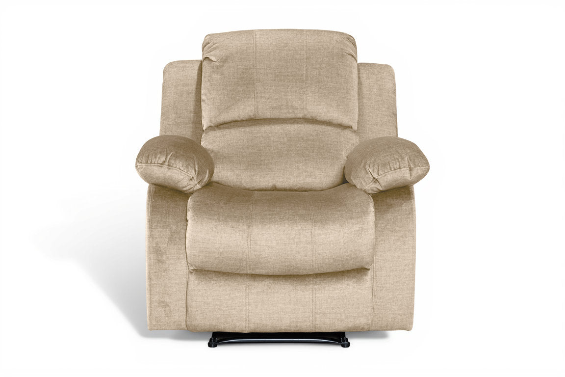 Chenille Fabric Oatmeal Beige Manual Recliner Chair