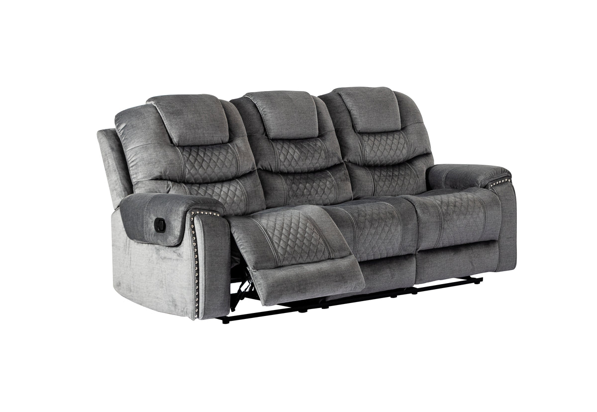 Chenille Fabric Grey 3 + 2 Seater Manual Recliner Sofa Set RAVENNA