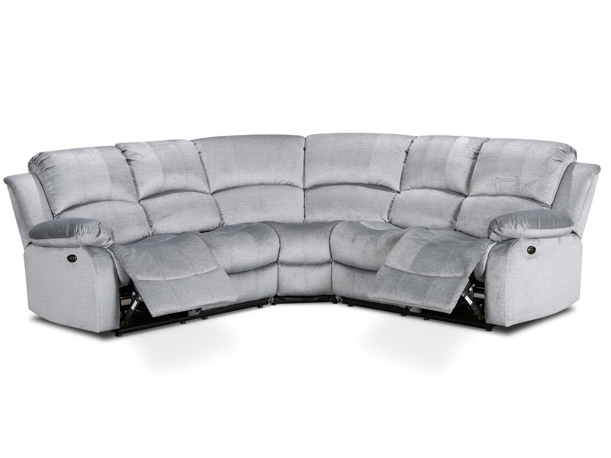 Chenille Fabric Grey 2C2 Electric Recliner Corner Sofa VALENCIA