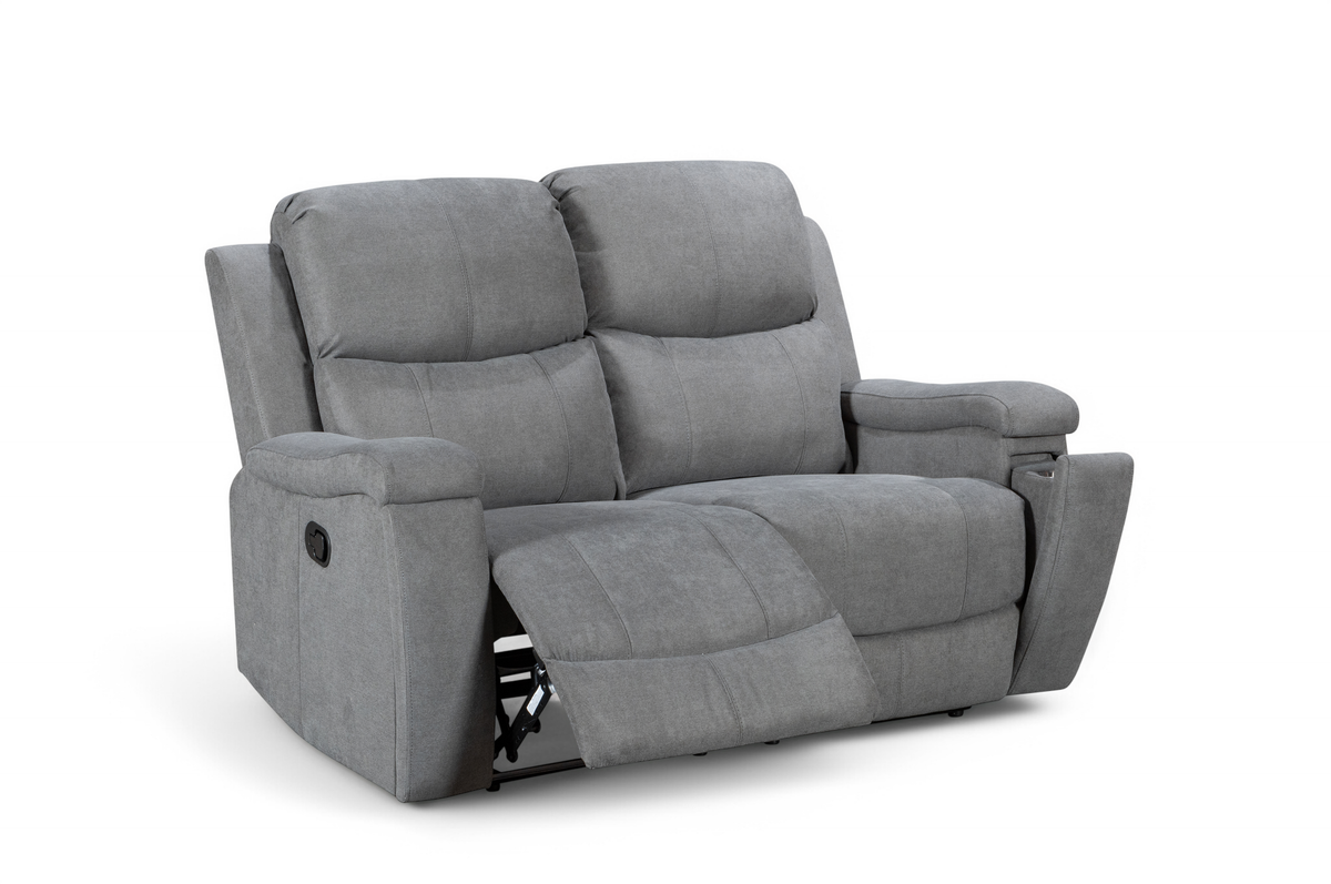 Chenille Fabric Dark Grey 2 Seater Manual Recliner Sofa VISCONTI