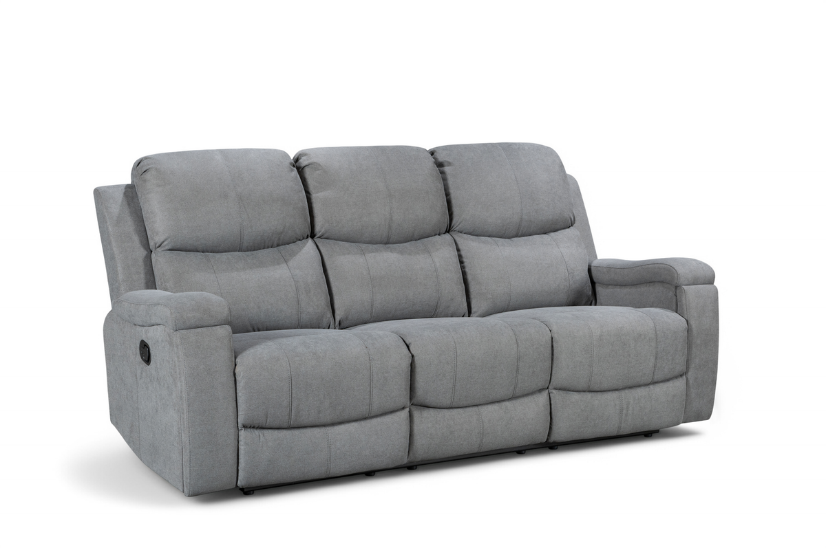 Chenille Fabric Dark Grey 3 Seater Manual Recliner Sofa VISCONTI