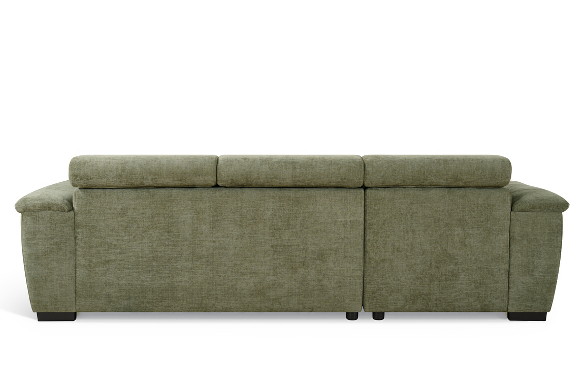 Green Chenille Fabric 1C2 Corner Sofabed with Storage WILSON