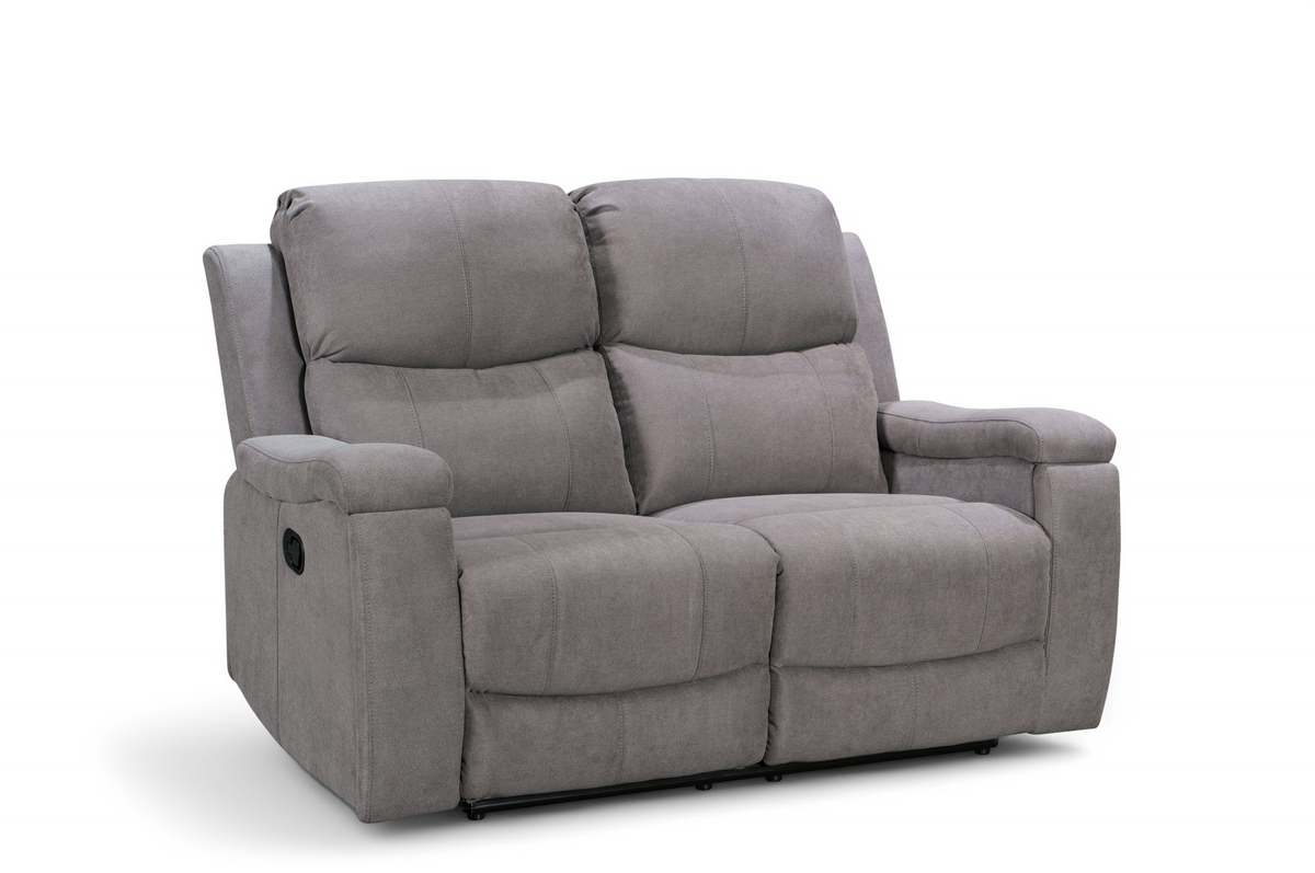Chenille Fabric Light Grey 2 Seater Manual Recliner Sofa VISCONTI