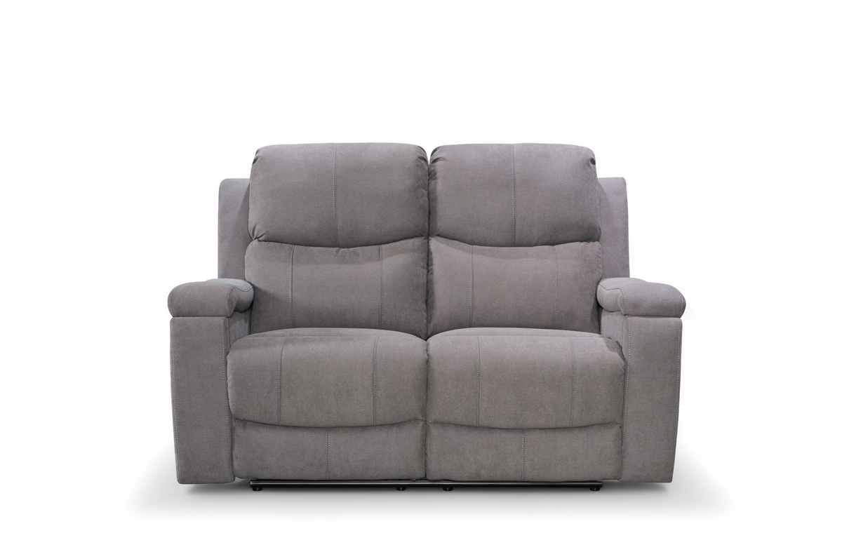 Chenille Fabric Light Grey 2 Seater Manual Recliner Sofa VISCONTI