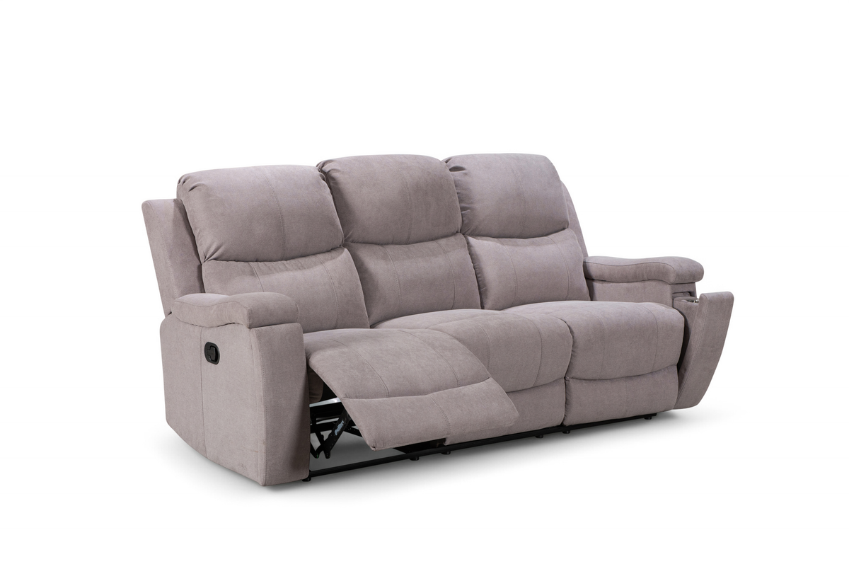 Chenille Fabric Light Grey 3 + 2 Seater Manual Recliner Sofa Set VISCONTI