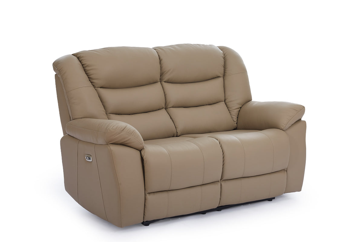 Beige Leather Electric 2 Seater Recliner Sofa GIOVANNI