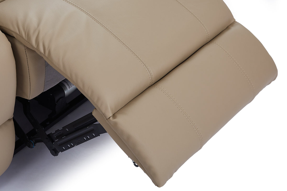 Beige Leather Electric 2 Seater Recliner Sofa GIOVANNI