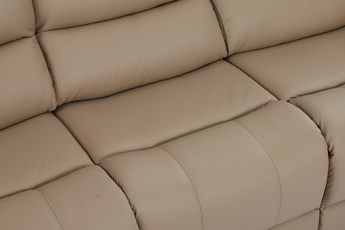 Beige Leather Electric 3 Seater Recliner Sofa GIOVANNI