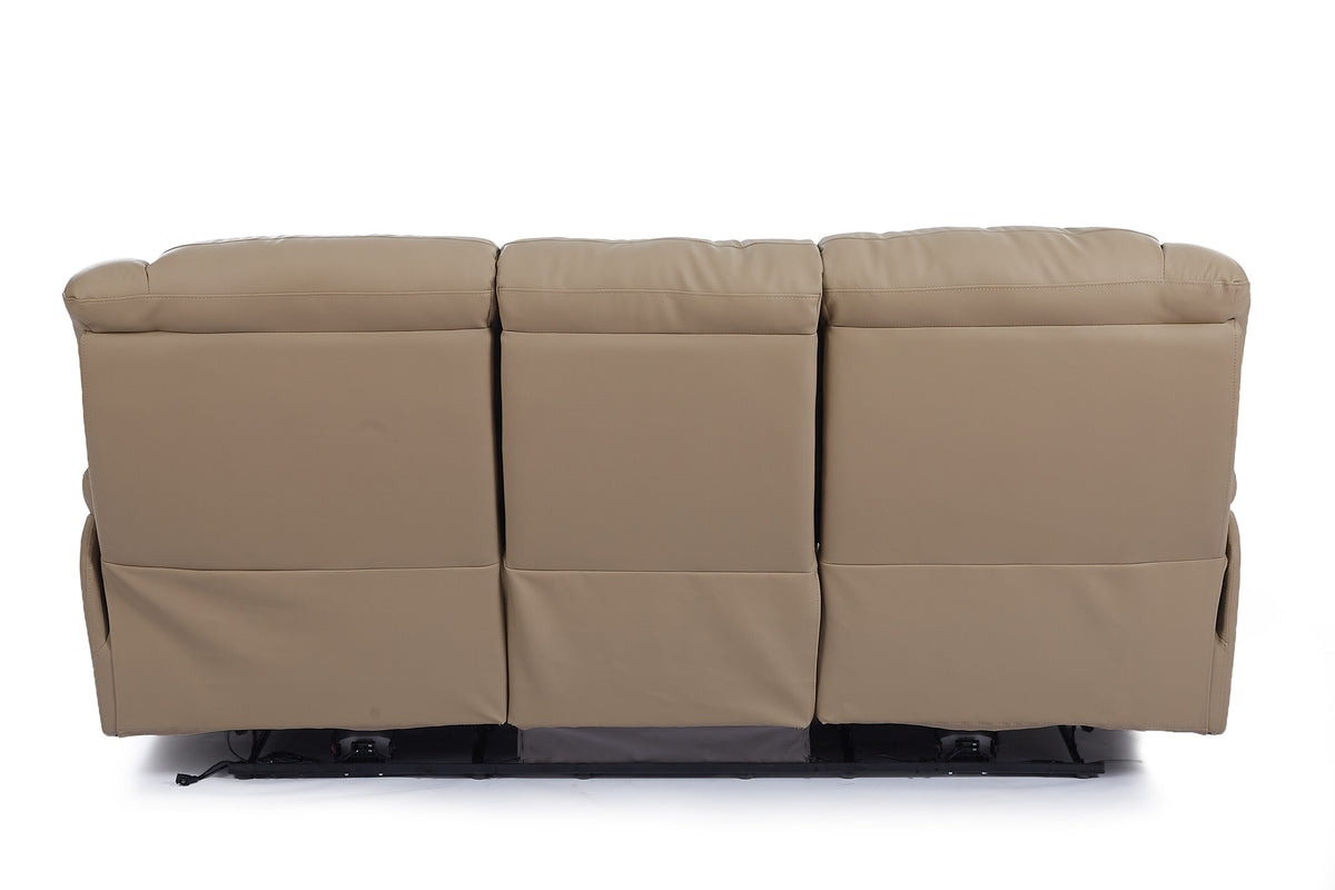 Beige Leather Electric 3 Seater Recliner Sofa GIOVANNI