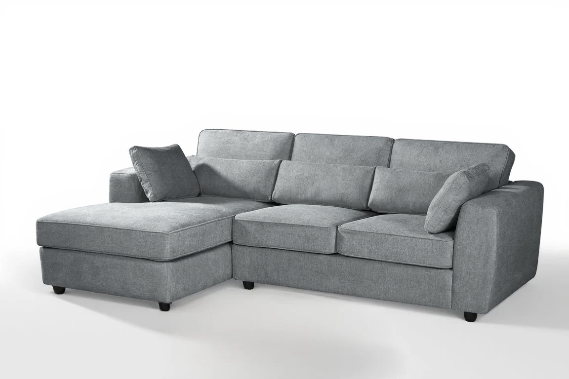 Dark Grey Chenille Fabric Left Hand Facing Chaise Corner Sofa ALFIE