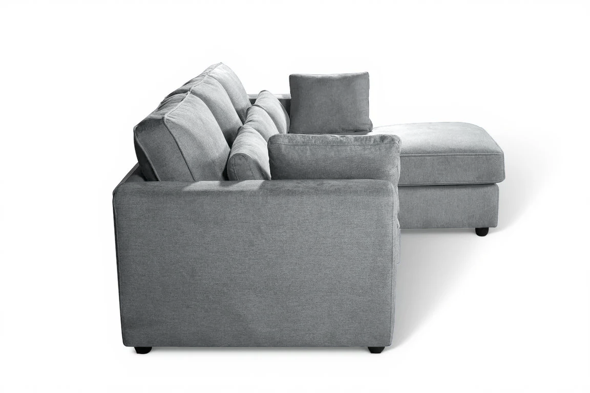 Dark Grey Chenille Fabric Right Hand Facing Chaise Corner Sofa ALFIE
