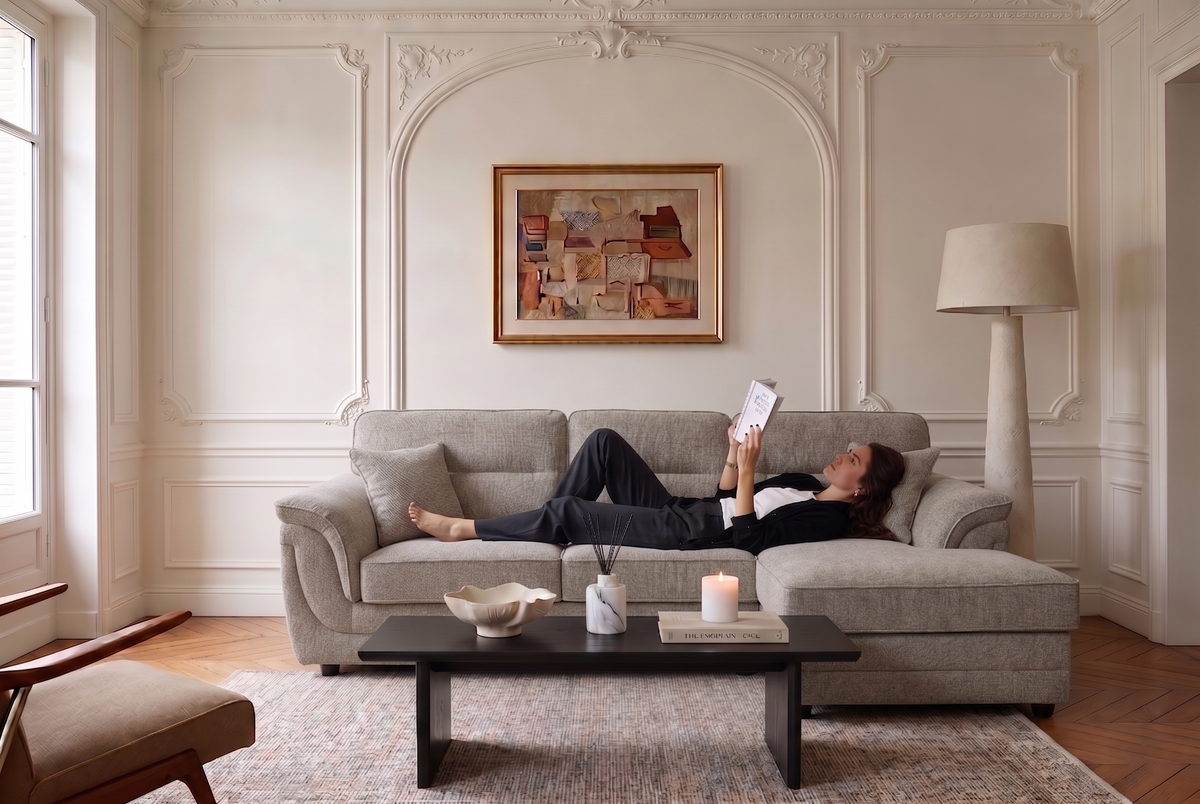 Beige Chenille 2C2 Corner Sofa ELLIOT