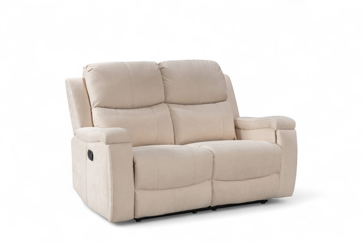 Beige Fabric 2 Seater Manual Recliner Sofa VISCONTI